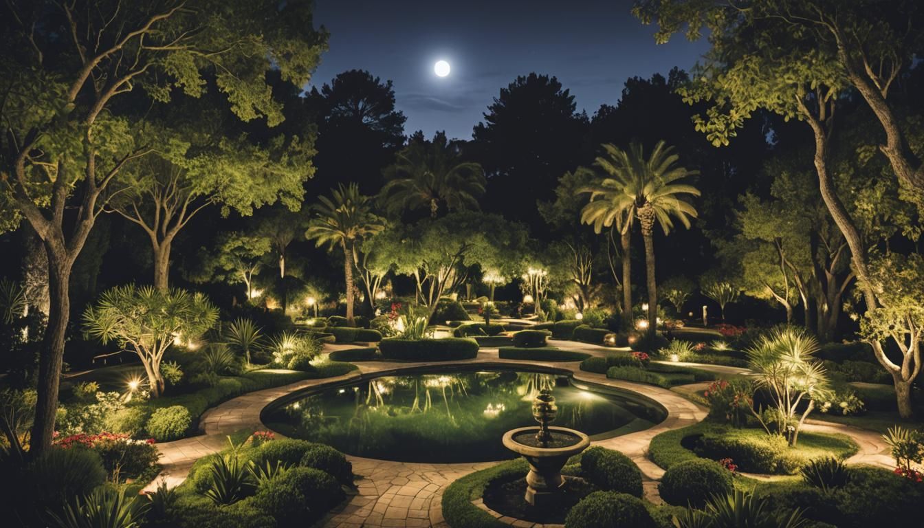 Spanish garden by night