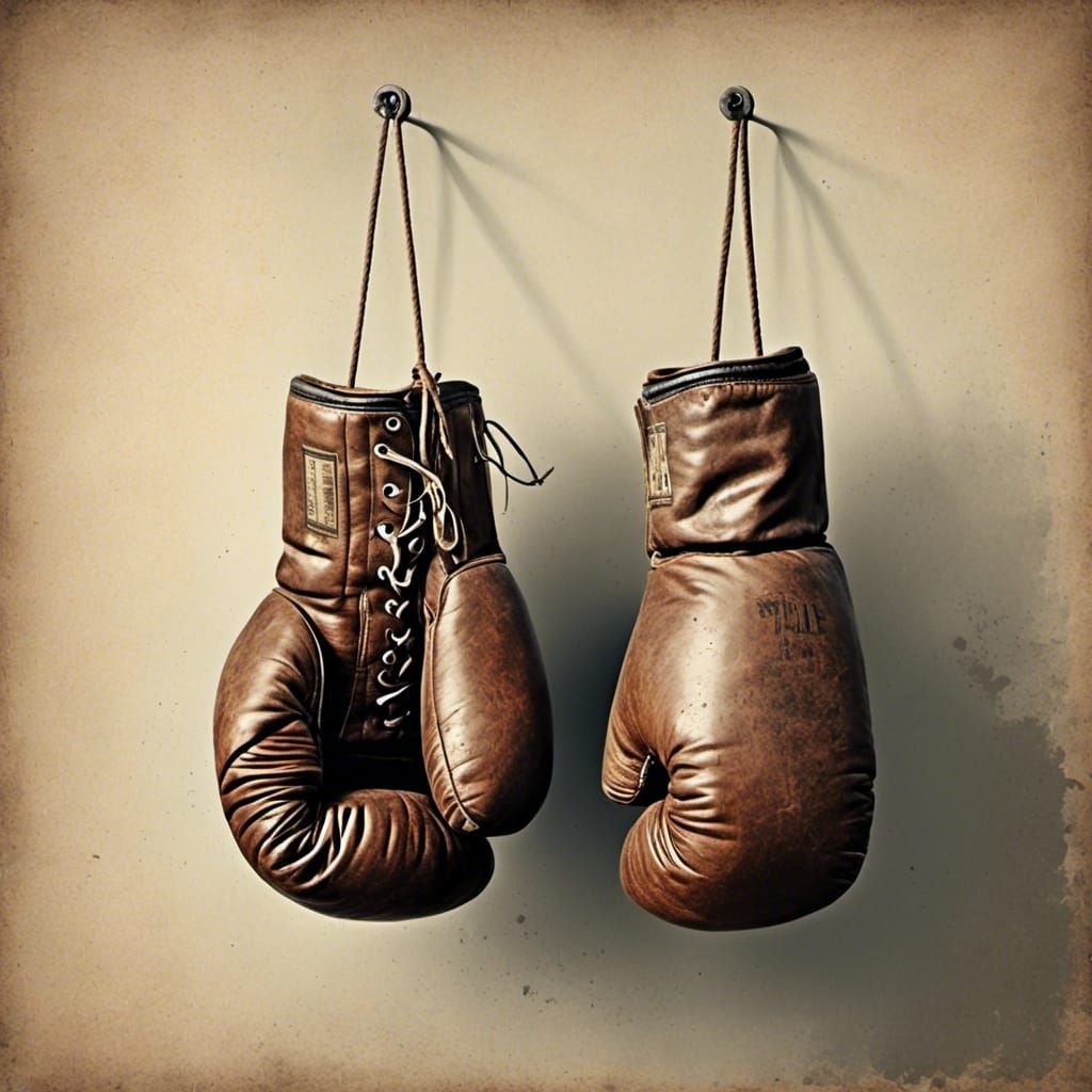 old boxing gloves hanging on a nail. <lora:Savant Sketch:1.0>