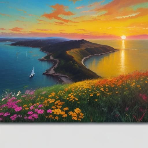 Sunset over the bay. Shades of orange and yellow. Analogous ...