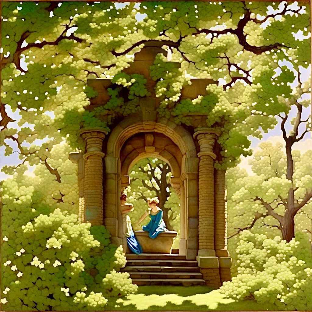 The Oracle, in the style of Maxfield Parrish