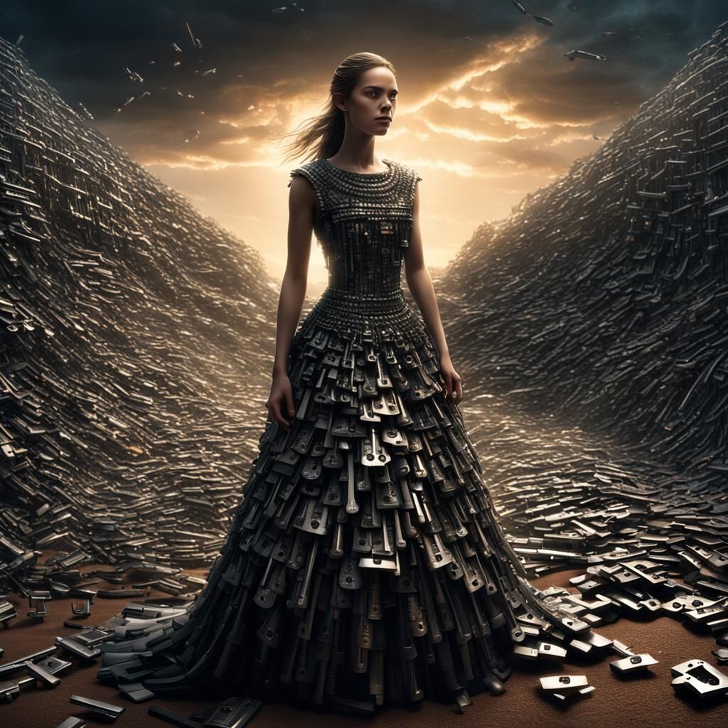 a dress crafted from old keys