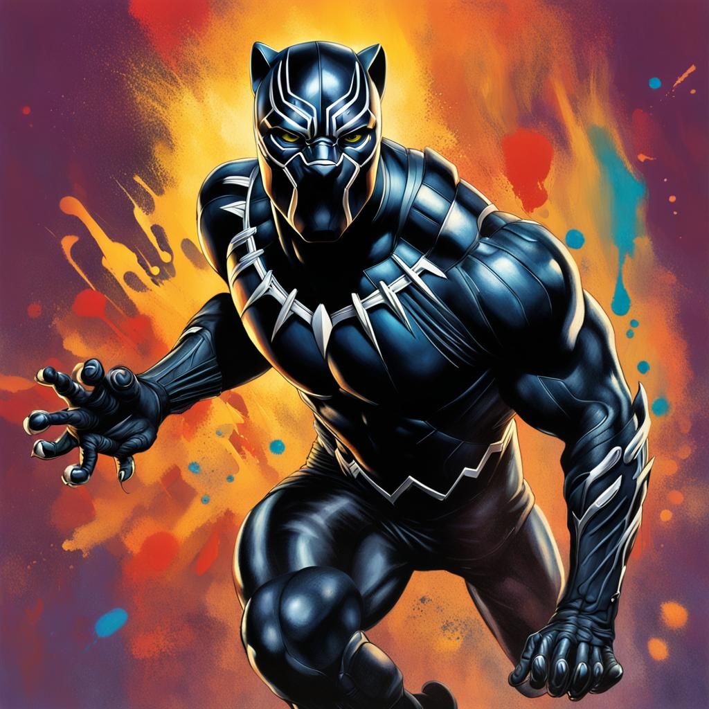 Clean Oil painted Airbrush, a Full body Seal dressed as Black Panther ...