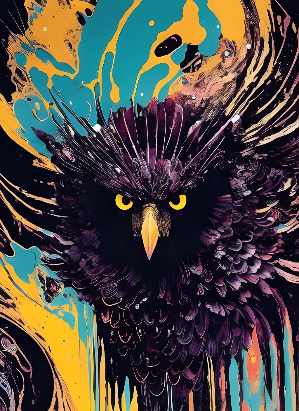 Detailed Crow Head Illustration in Borderlands Style