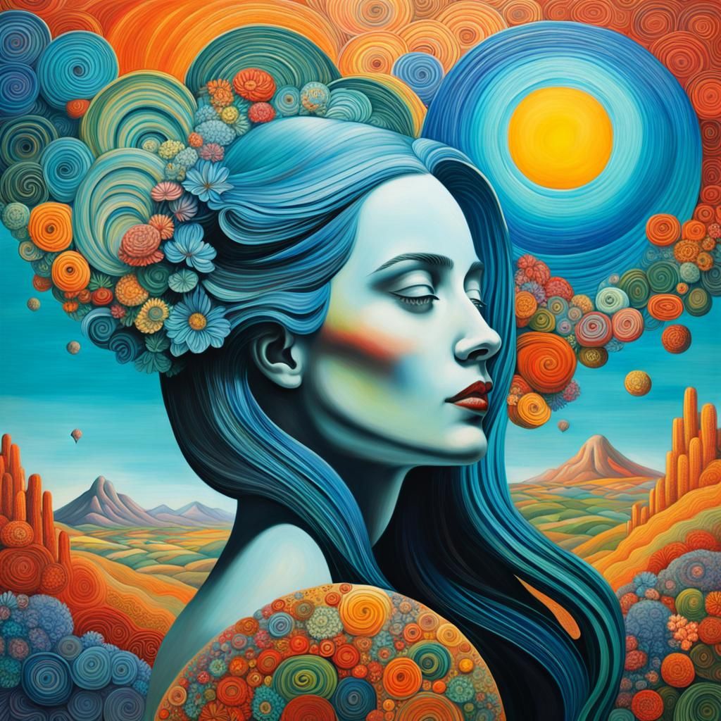 Una mezcla cautivadora y surrealista en colores alegres, del...