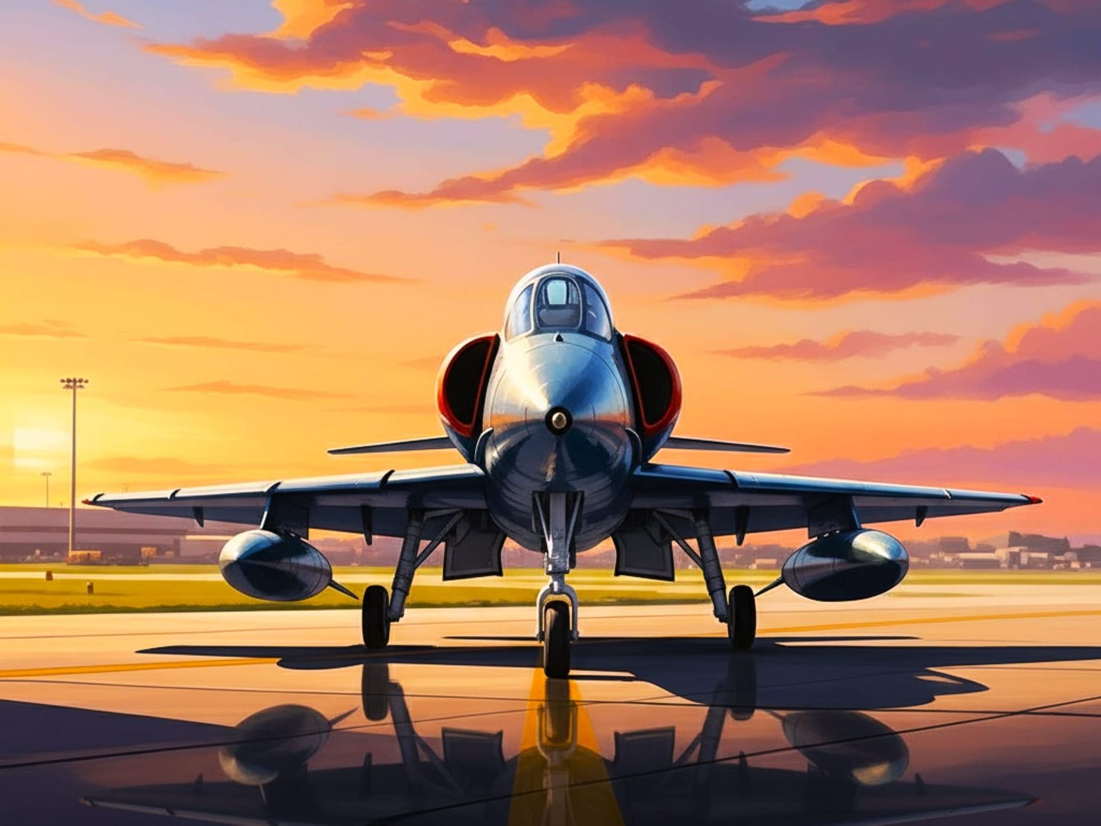 A-4C Skyhawk on Tarmac at Sunset