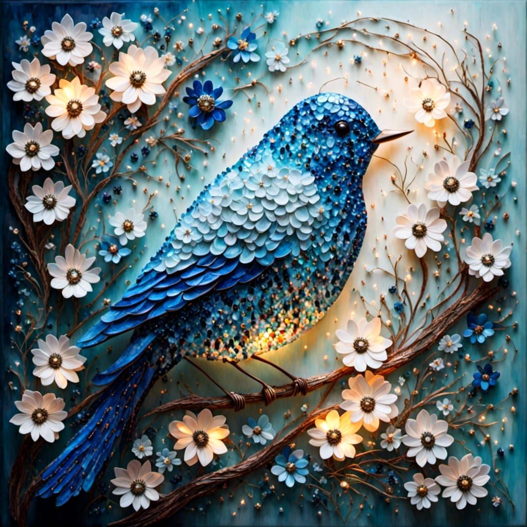 Little blue bird of glass