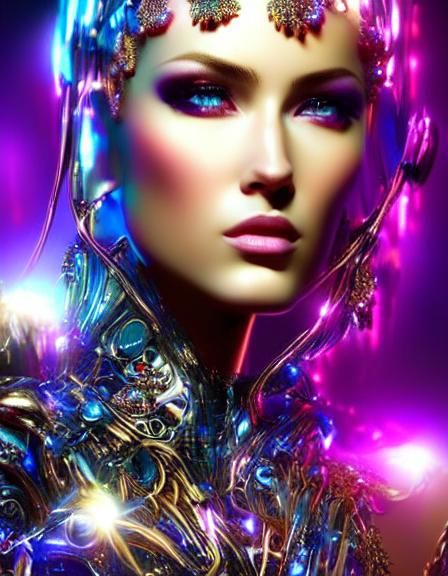 A stunning cyborg woman