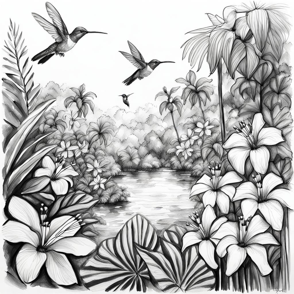Quick site sketch. first person point of view with hummingbi...