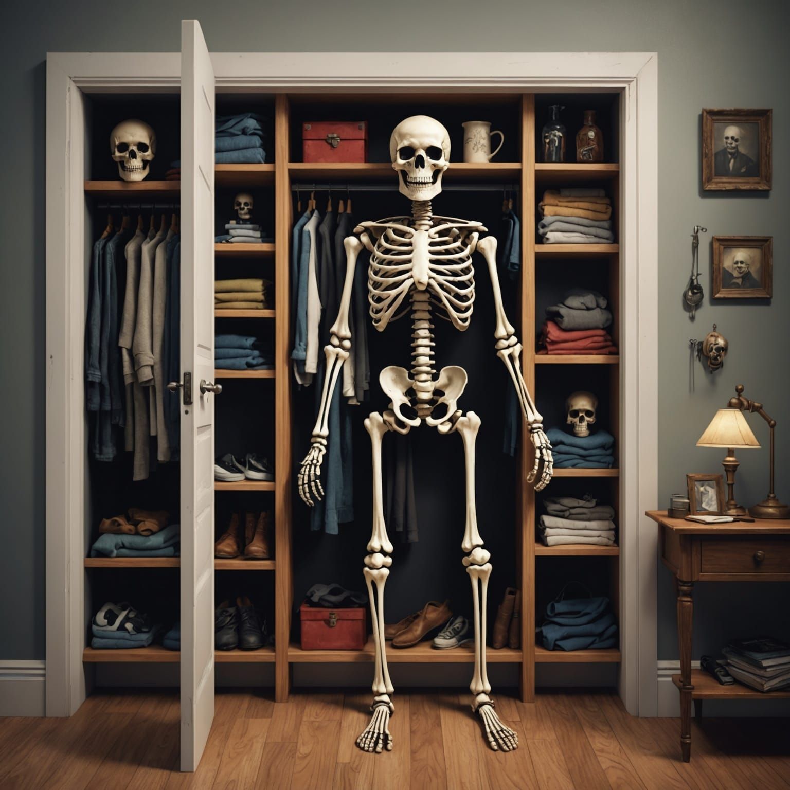skeleton in the closet epic realistic