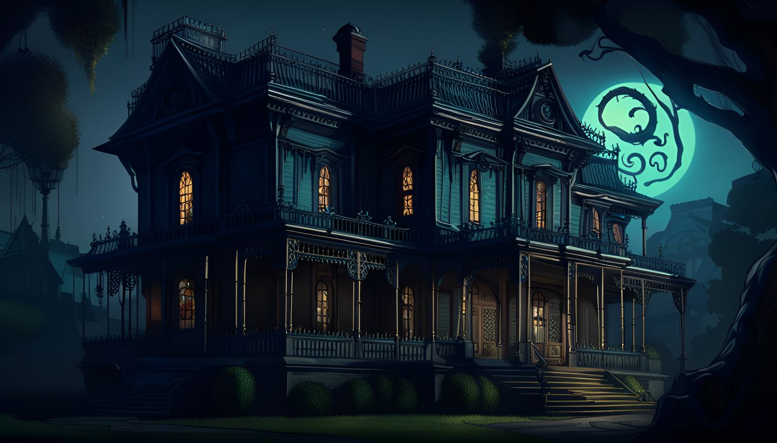 The Haunted Mansion Movie, Hyperrealistic, , concept art, mid shot ...