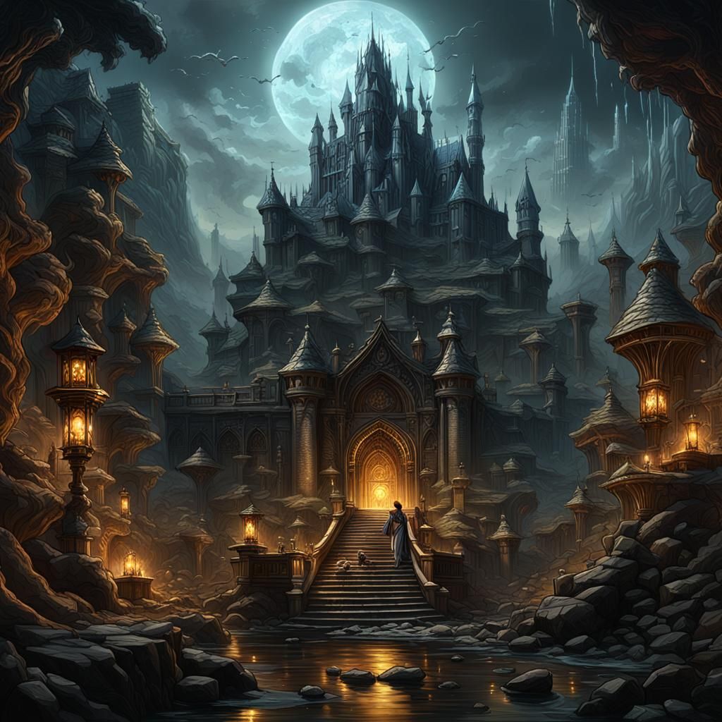 Blue Heart Melds Into Red: Dark Fantasy Art