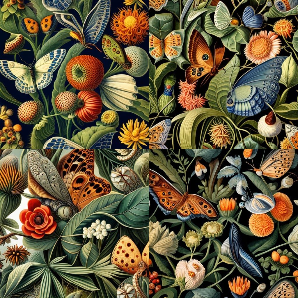 Butterflies and flowers ernst haeckel maria sibylla merian - AI ...