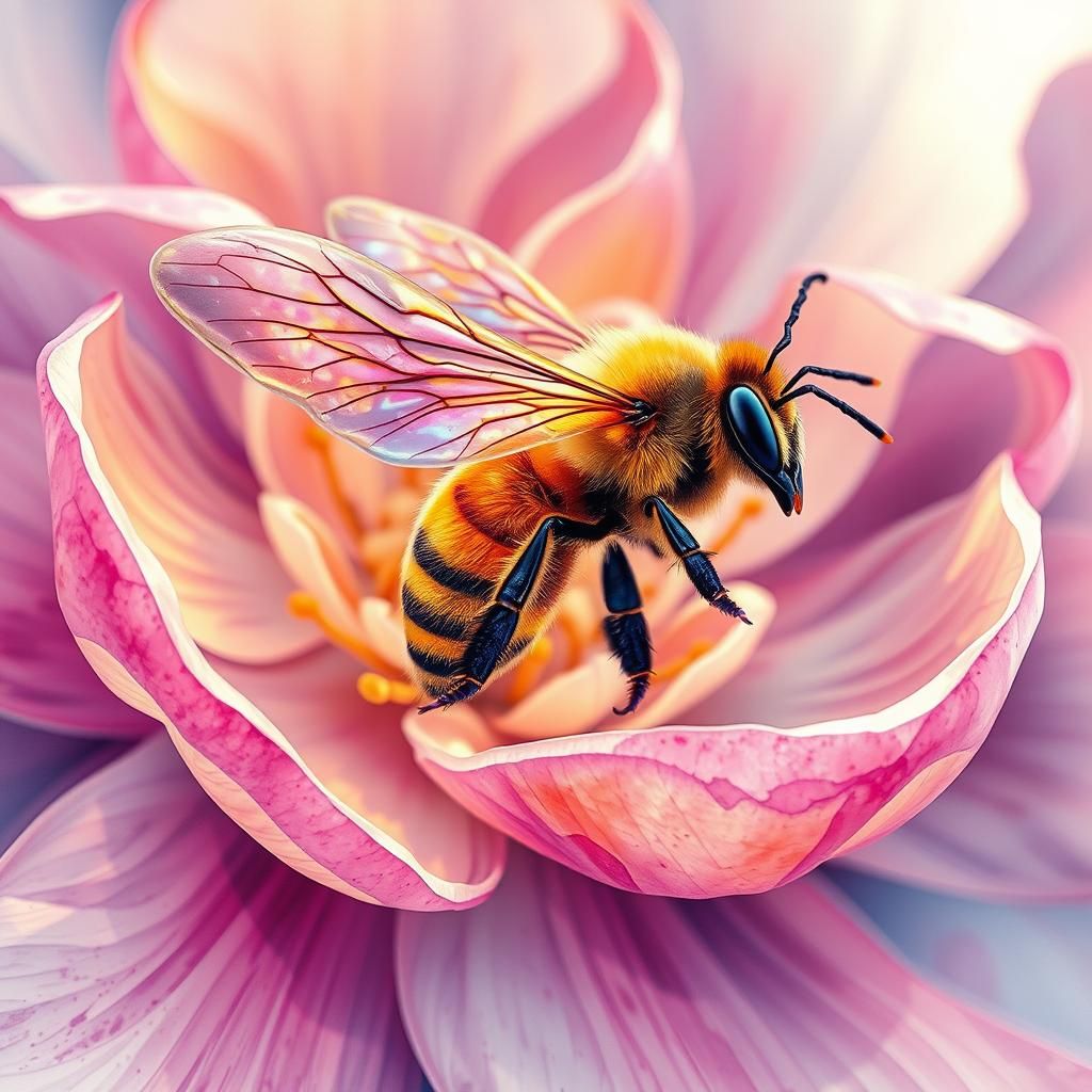 Beautiful blossom with bee