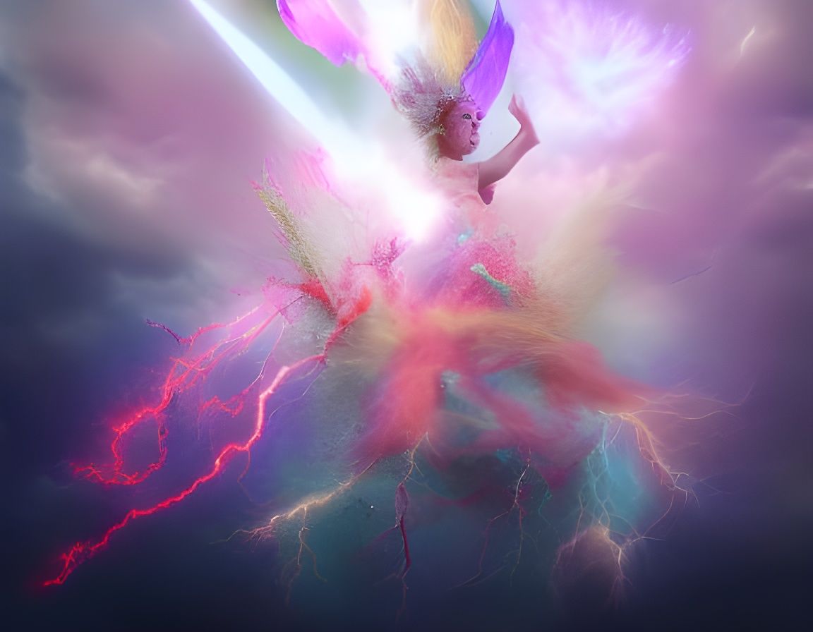 exploding surreal polychrome fairy;epic,cinematic,stunning,full-on;by ...
