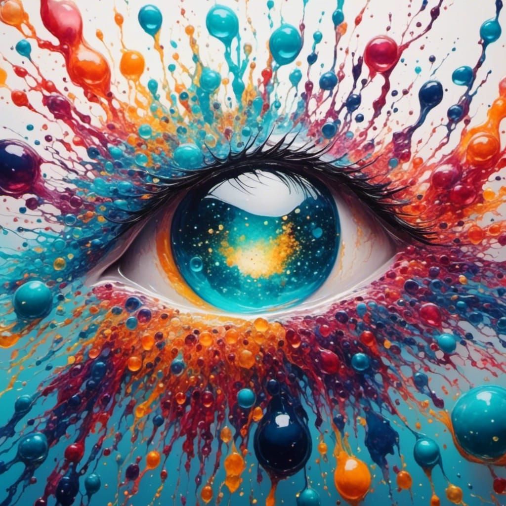 <lora:eye:1.0> Create an abstract design of ink droplets for...