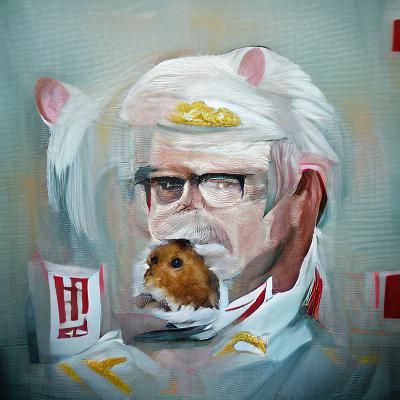 The Colonel is a Hamster Portrait Painting