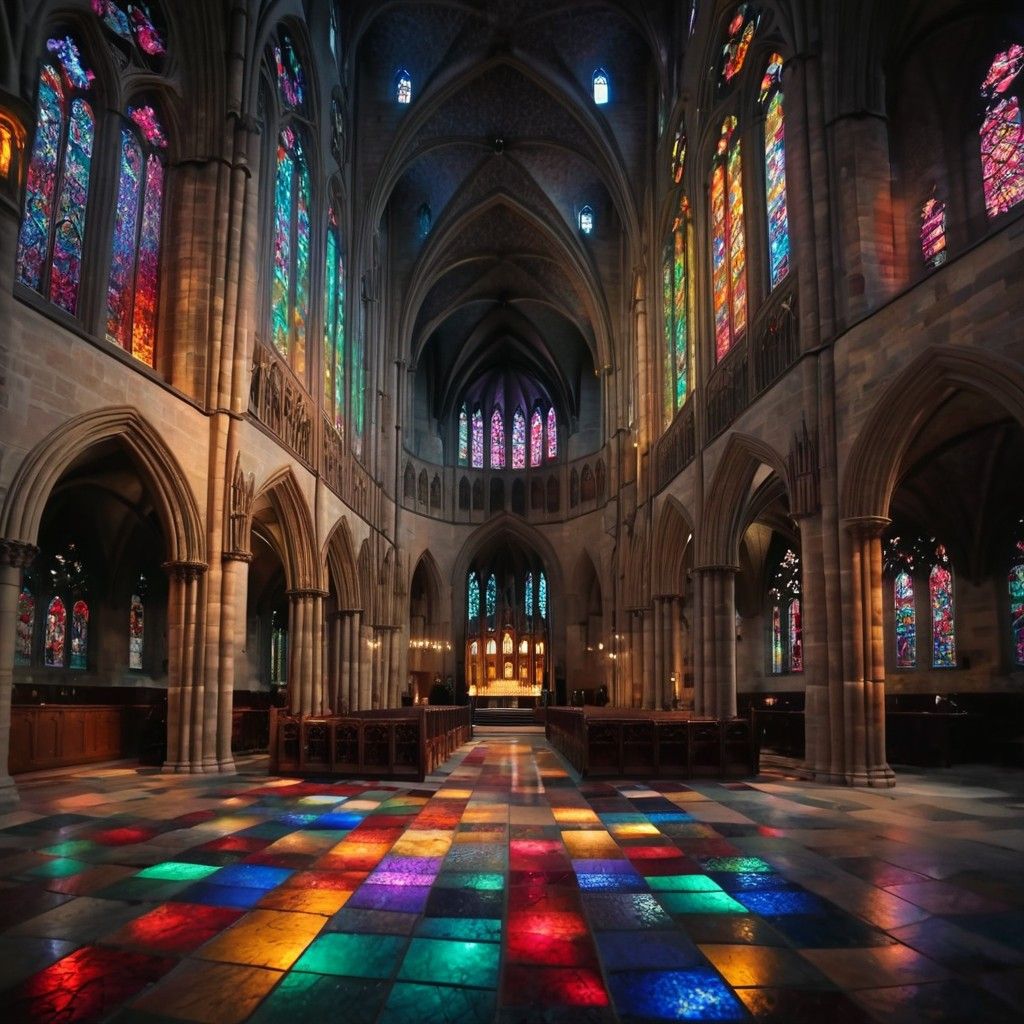 Pięknie szczegółowe wnętrze gotyckiej katedry