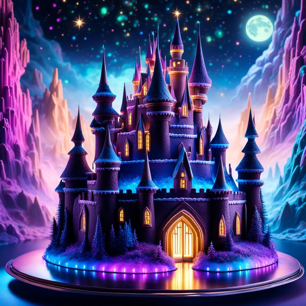 Miniature Cake Castle with Bioluminescent Lights