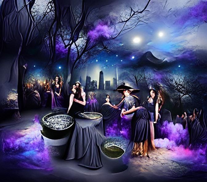 20th century midnight witch coven ceremony - AI Generated Artwork ...