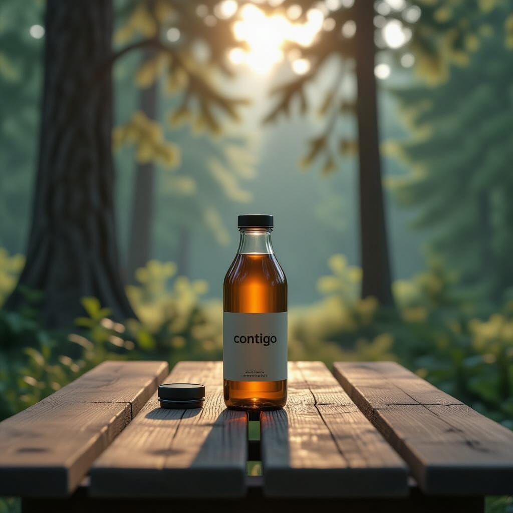 Contigo Bottle in Forest: 3D Rendered Double Exposure