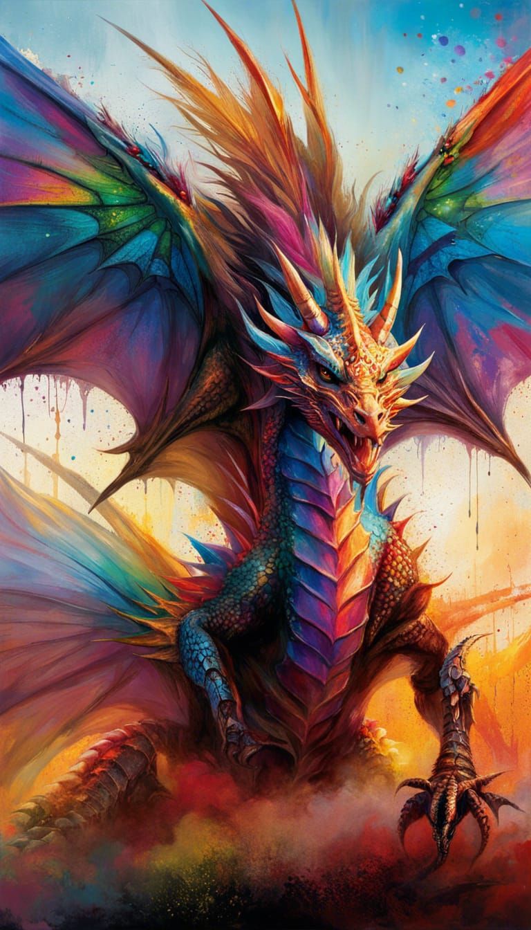 Multicolored dragon - AI Generated Artwork - NightCafe Creator