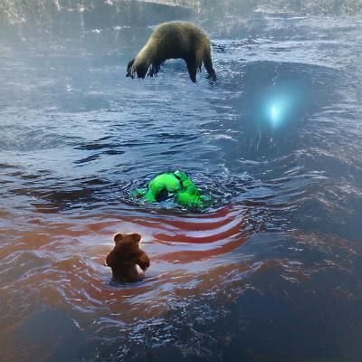 Alien drowning a bear