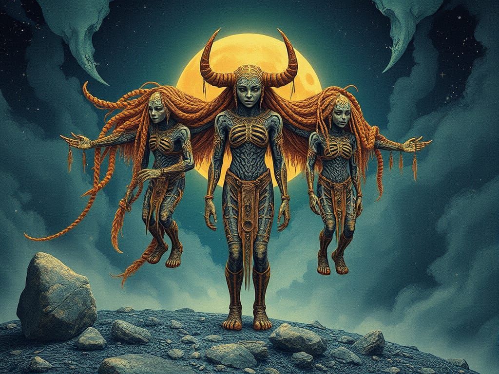 Jacquard Weave Ushabti Inuk Golems Taking Tea - Start Image 1