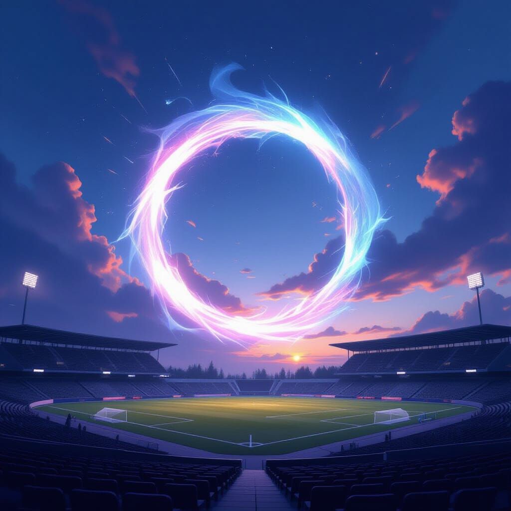 Ethereal Time Portal Over Netanya Stadium