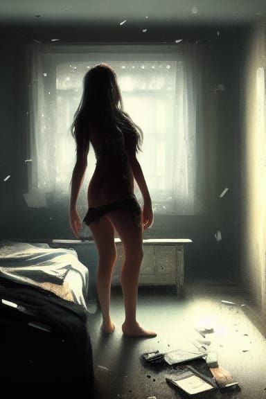 Girl in underwear posing on bed - AI Generated Artwork - NightCafe Creator