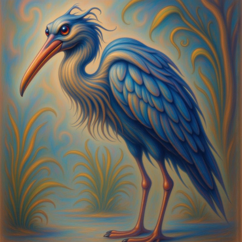 <lora:-Twisted Whimsy-:1.0> a shoebill standing in a pond