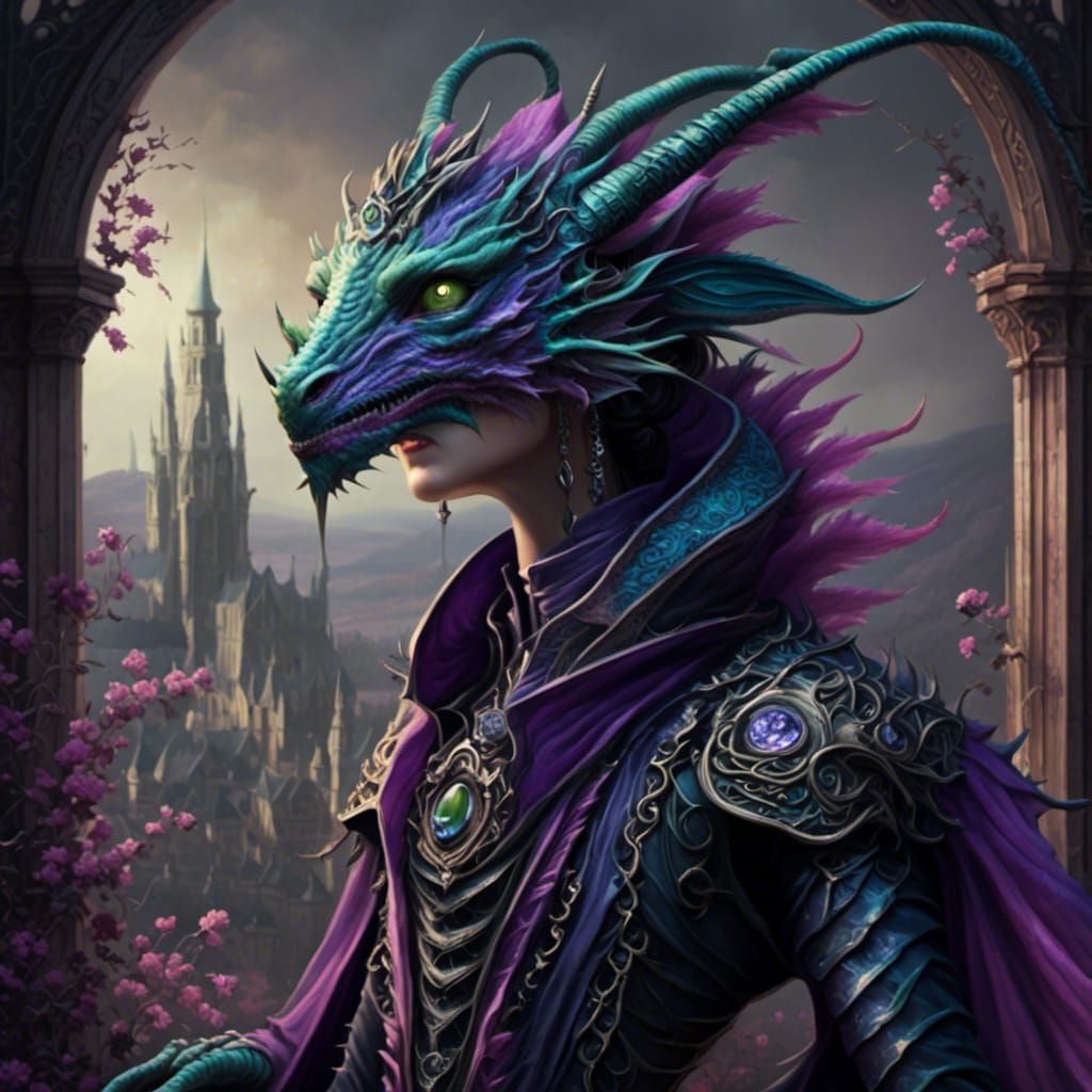 <lora:Romantic dragon:1.0> hooded alien creature