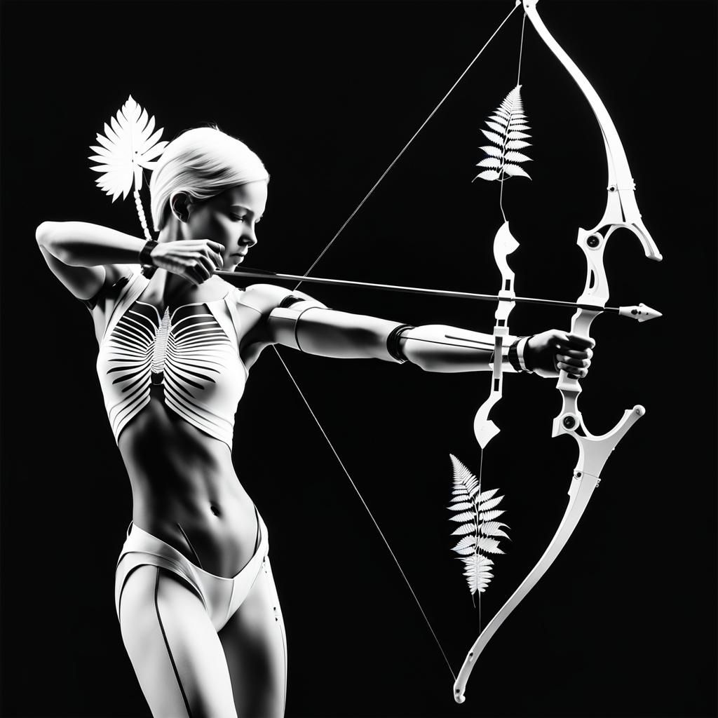 Black and white Cupid firing arrows