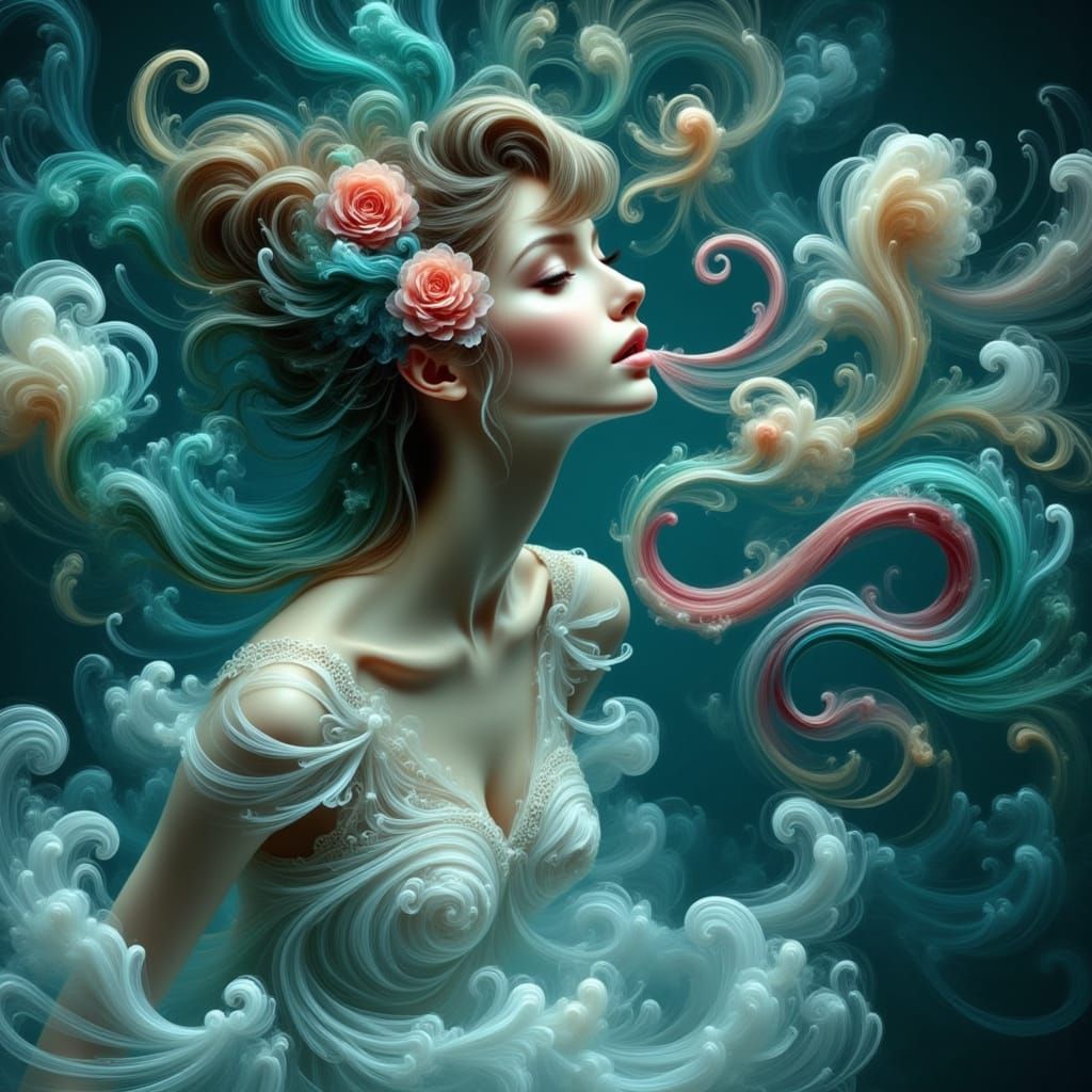 Ethereal Woman with Tentacles in Surreal Biomechanical Style