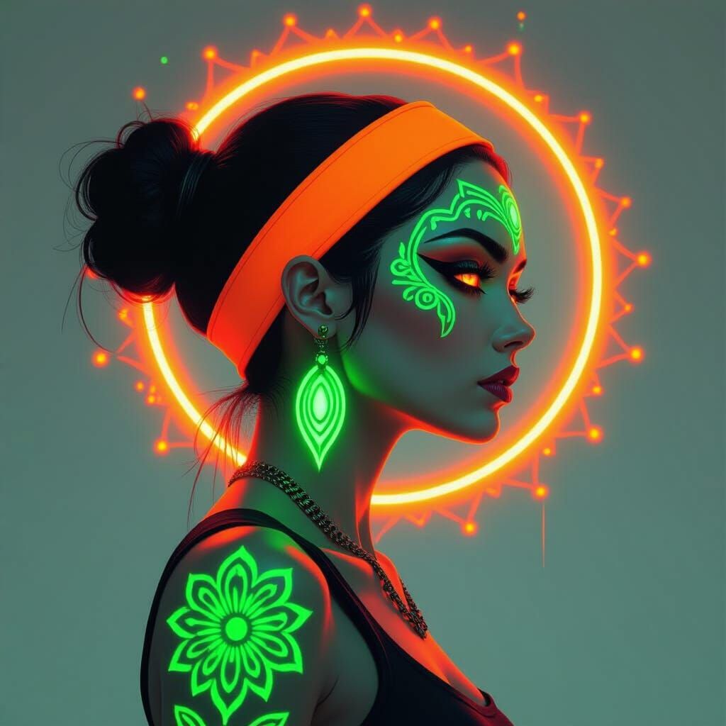 Neon Green and Orange  by @Nettis