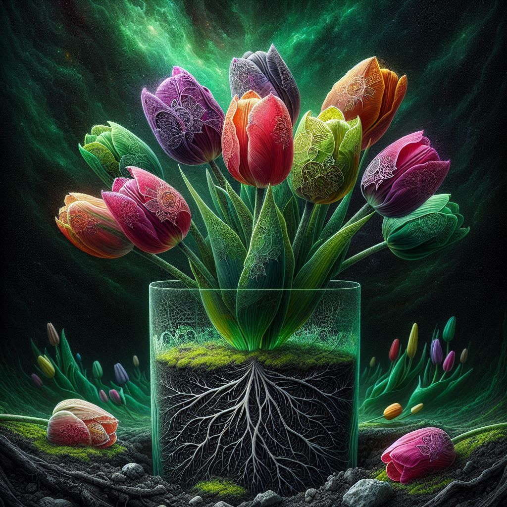 Flowers Pots Multicolor Tulips 5