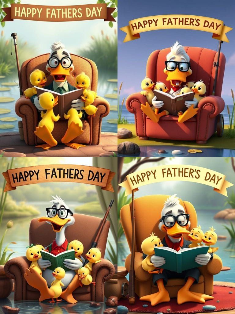 GrandFather Duck  with  grand kids