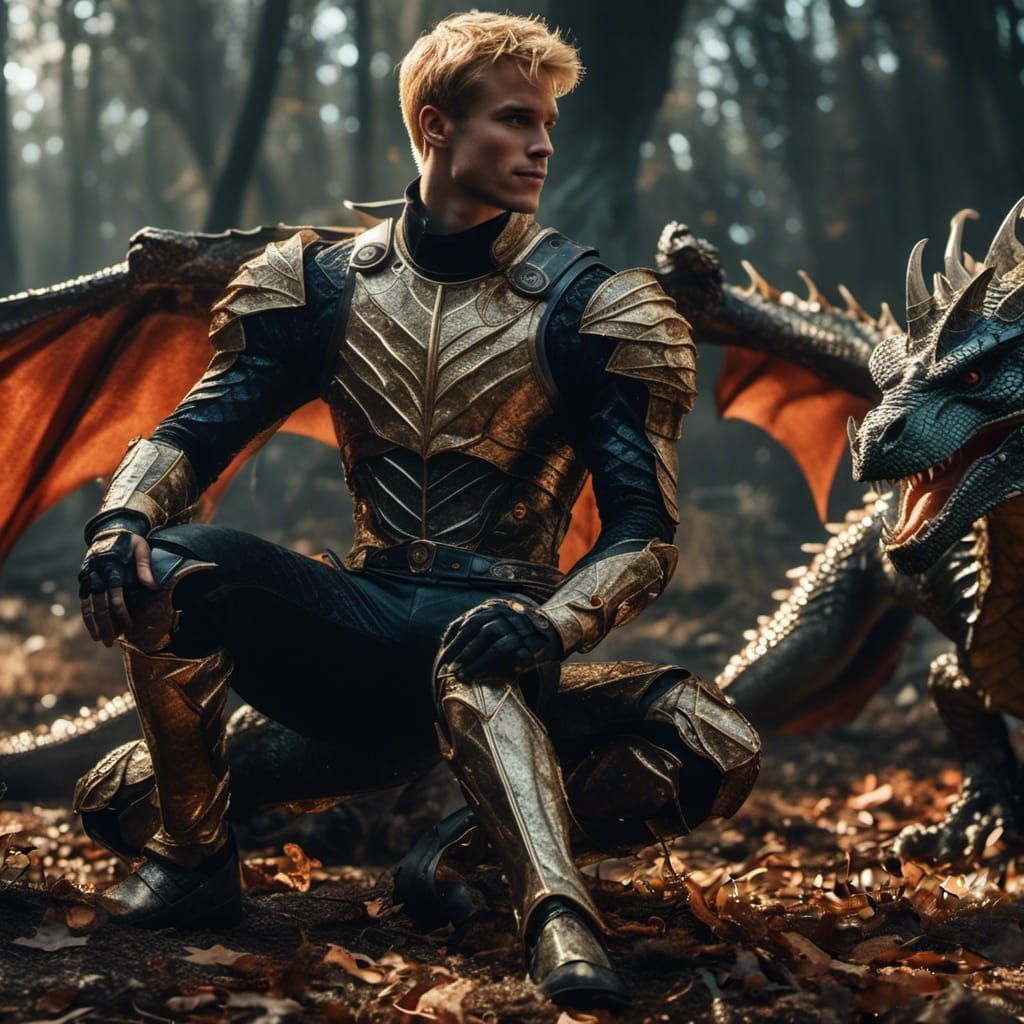 Prince and a dragon <lora:Prince Valiant:1.0> 