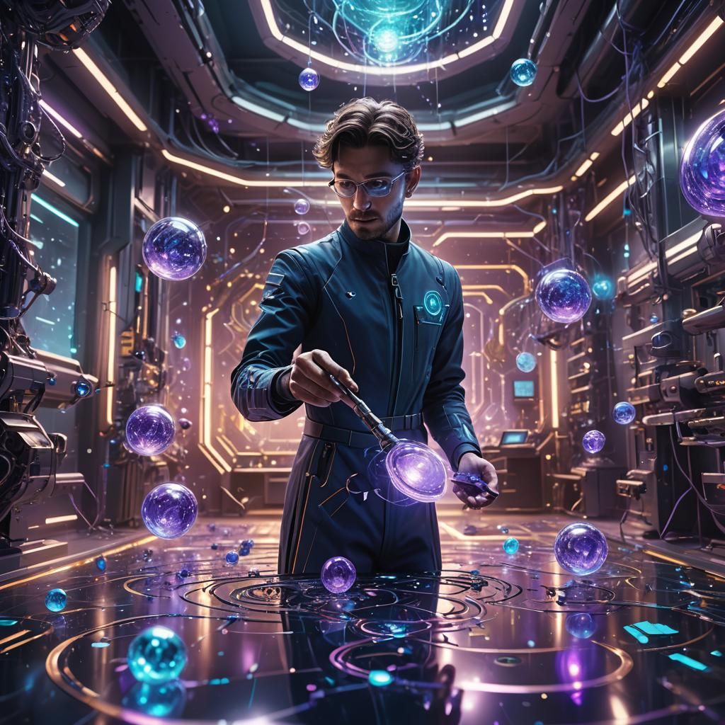 Quantum Cleaner polishing the qubits  by @North of Midnight