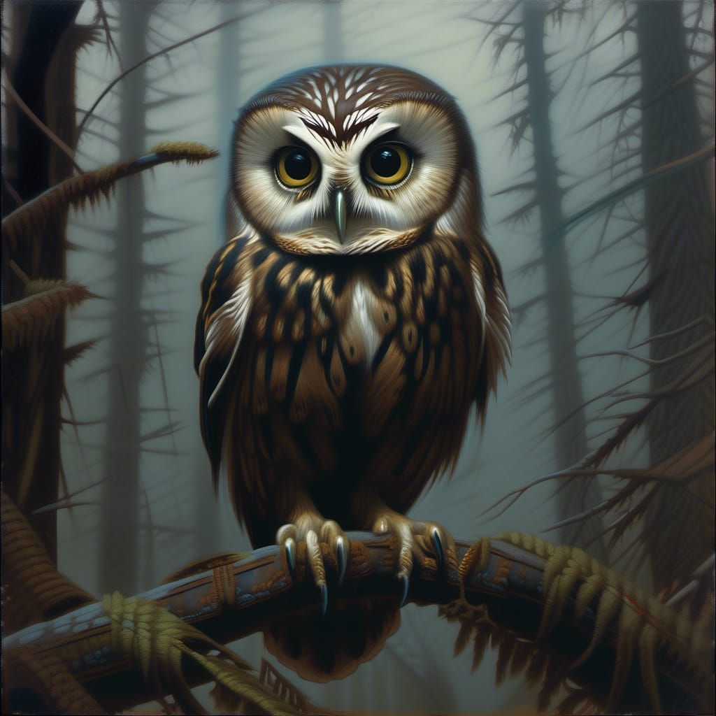 Saw-Whet Owl - AI Generated Artwork - NightCafe Creator