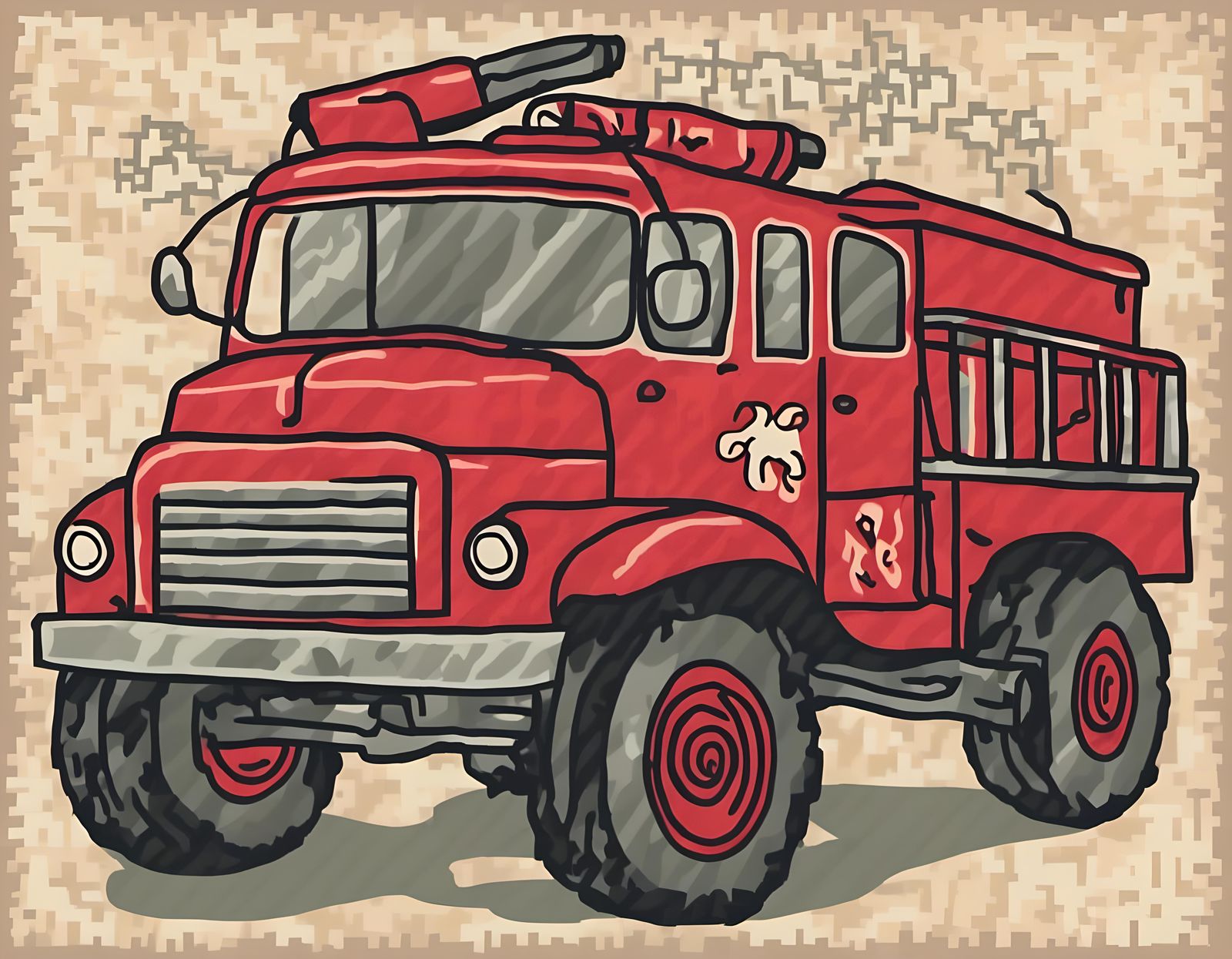  <lora:Art-By-Mal:1.0> fire truck