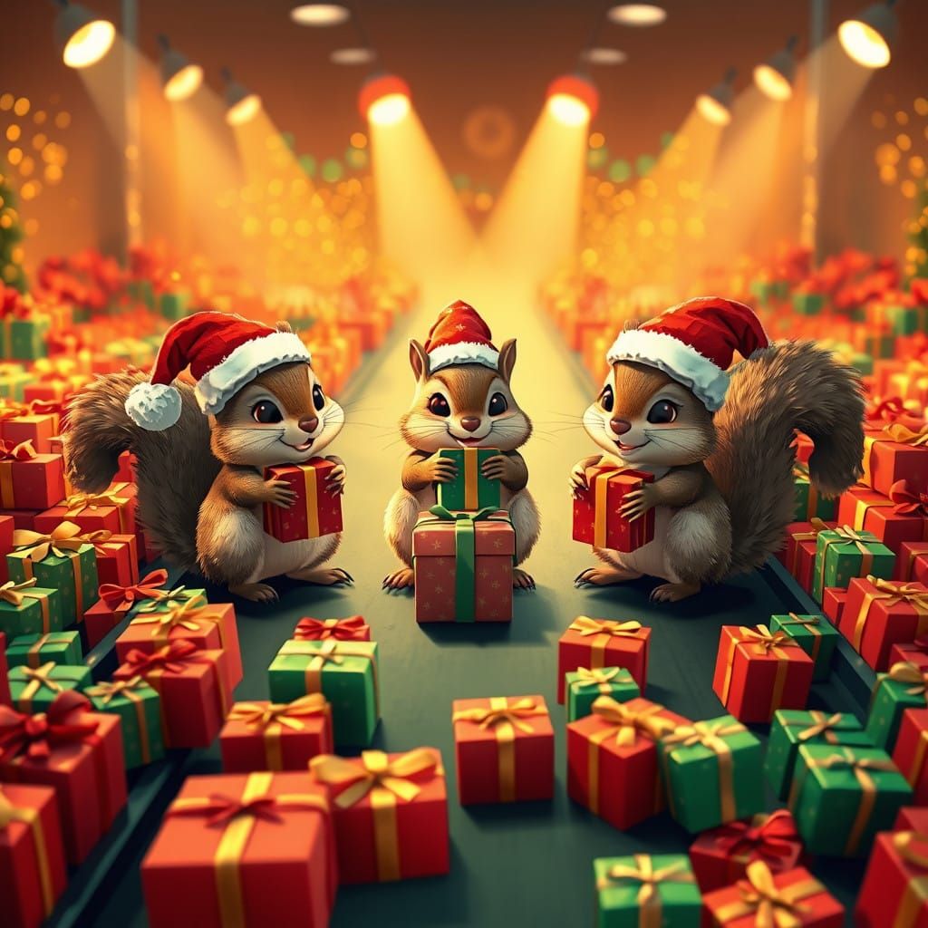 Three Cheerful Squirrels Deliver Joyous Holiday Gifts in a V...