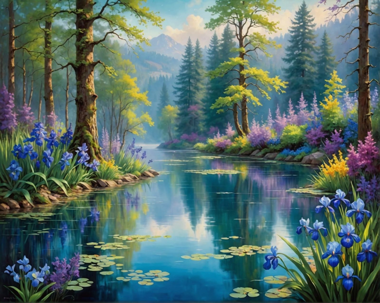 Lovely beautiful blue lake.