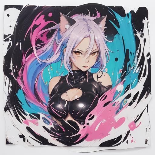 Kawaii cutest Neko goddess graffiti art, splash art, street ...