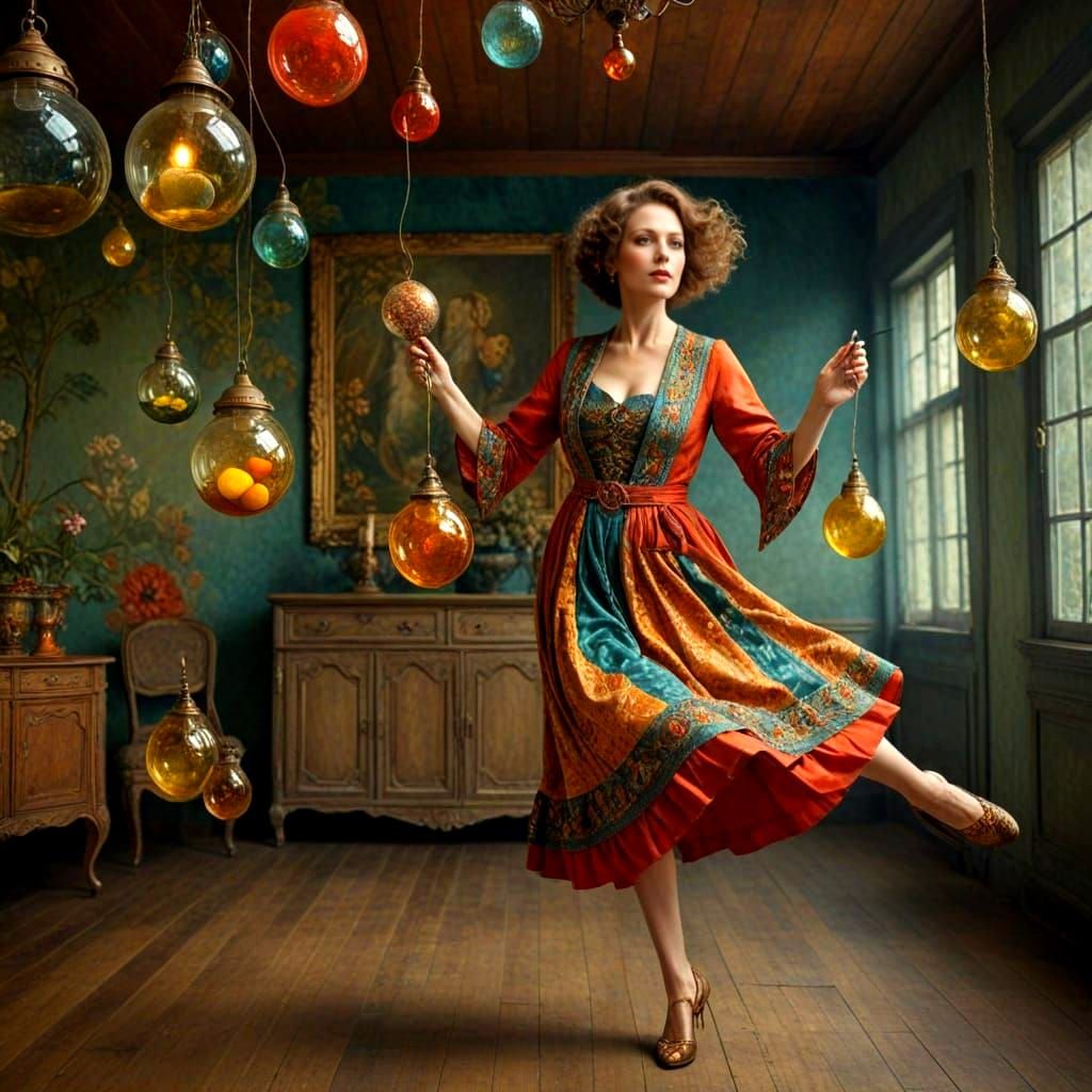 Expressive Portrait of a Charming Lady in a Cyberpunk Aesthe...