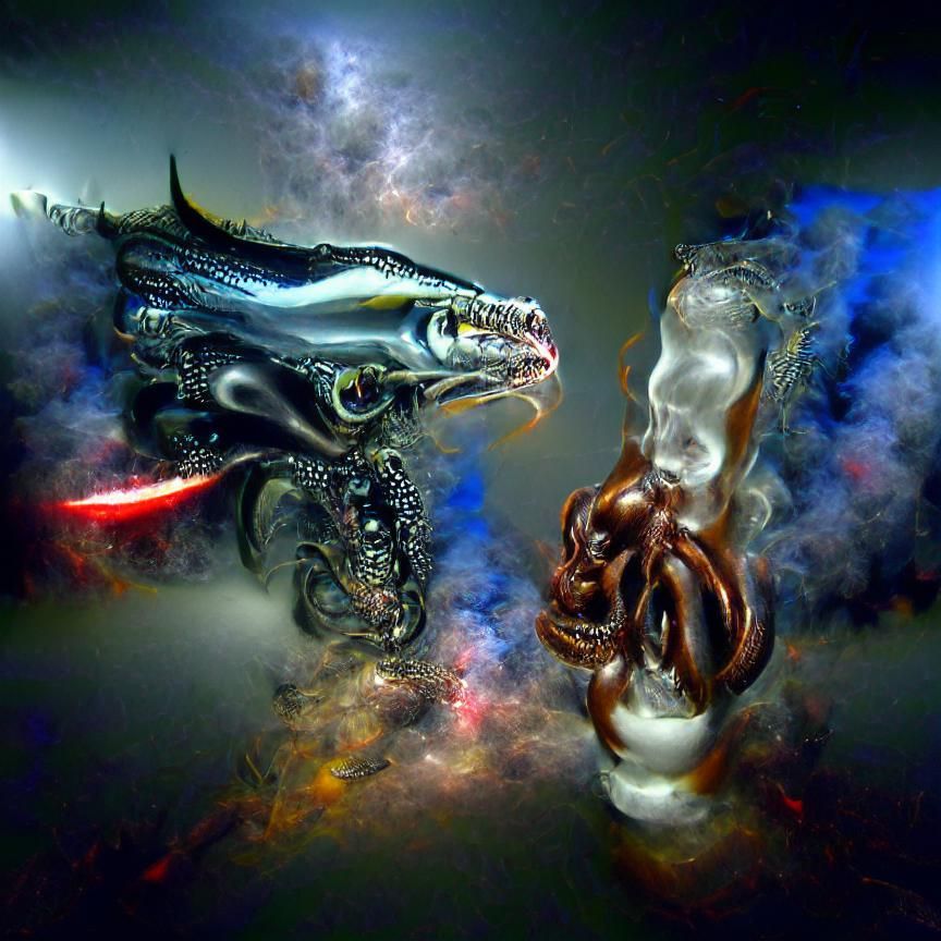 Tentacles Monster VS Cyborg Dragon, Dark Milkyway, Steel and...