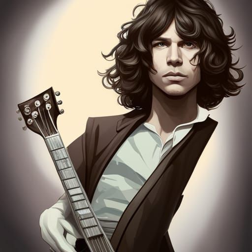 Jim Morrison with guitar - AI Generated Artwork - NightCafe Creator