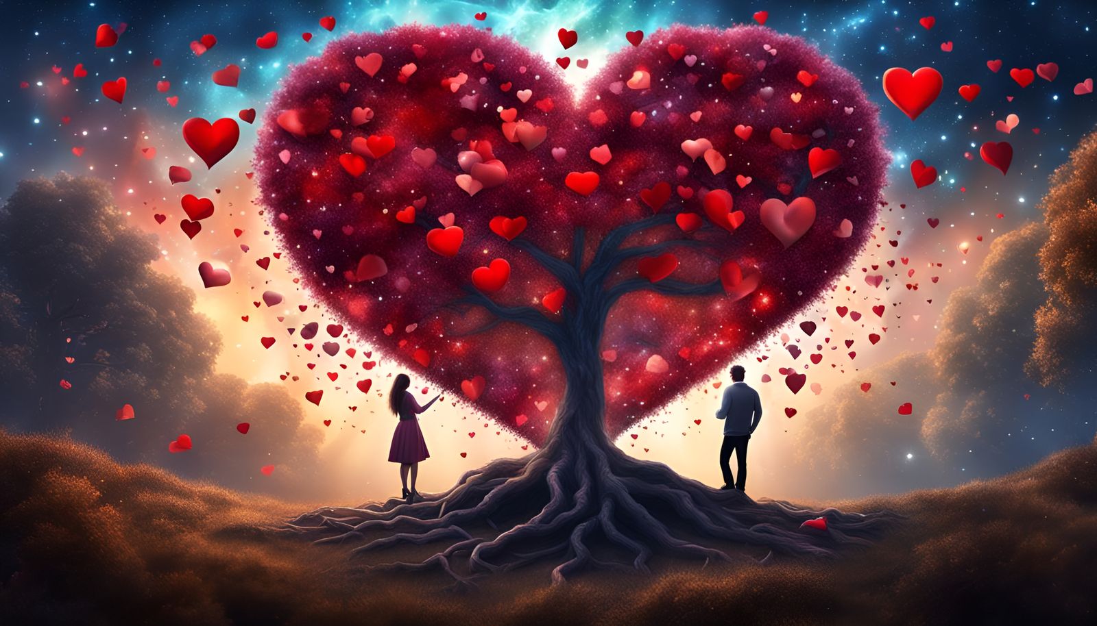 2 lovers under broken heart tree 