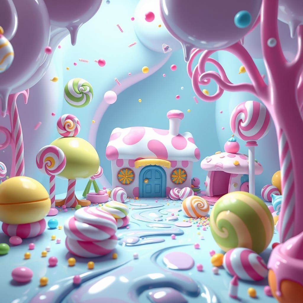 Colorful Candy City in Digital Illustration Style