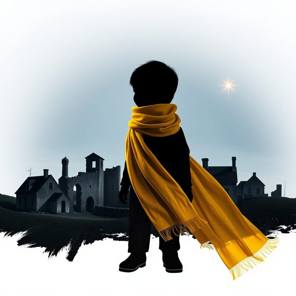 Silhouette with Ruins: Digital Double Exposure Art