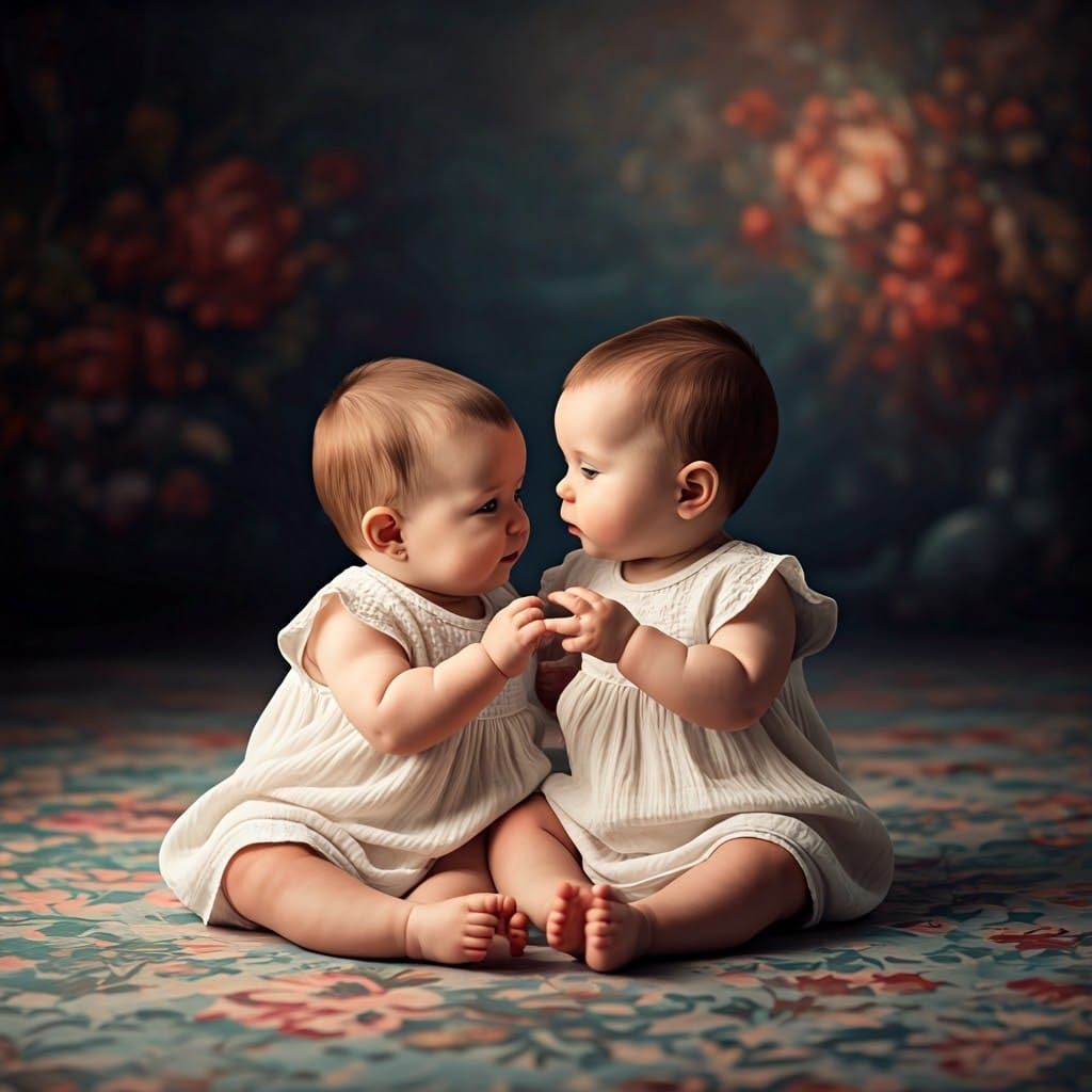 Twin Sisters in Whimsical Harmony